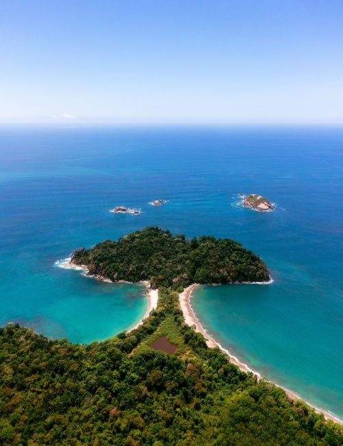 A vertical aerial shot of Surin Island, a small archipelago in the Andaman Sea