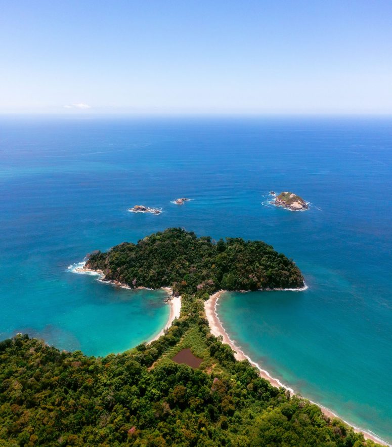 A vertical aerial shot of Surin Island, a small archipelago in the Andaman Sea
